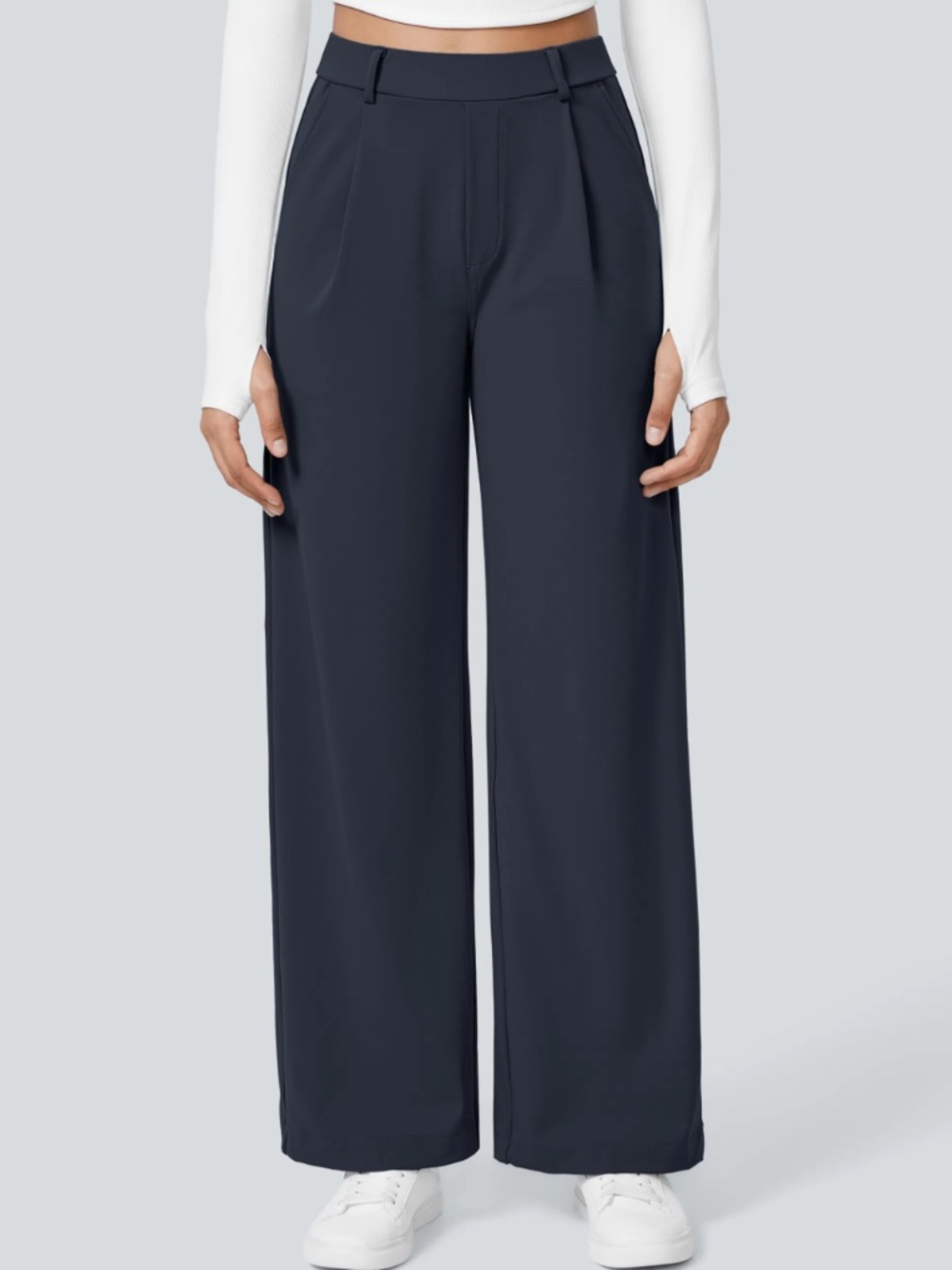 Halara Flex™ DayStretch Navy High Waisted Pocket Straight Leg Work Pants